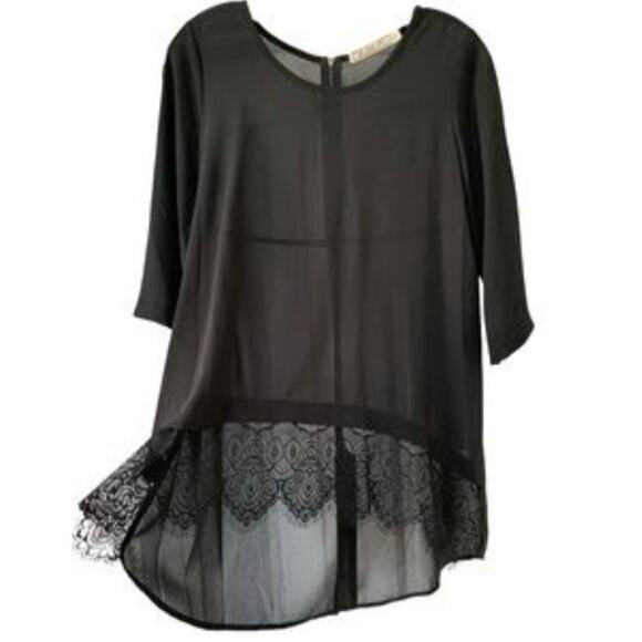 Chloe K Black Fringe Lace Tunic Mini Dress Size S Flowy Whimsygoth Fairygrunge - Picture 1 of 15